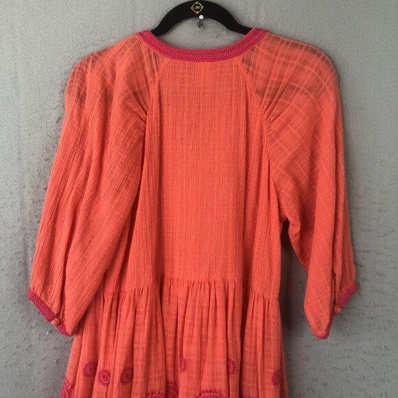 Uncle Frank Dress Womens XS Orange Pink Many Medallions Boho Embroidered NWT - Picture 10 of 16
